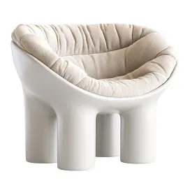 Roly poly polyethylene armchair in concrete with cushions